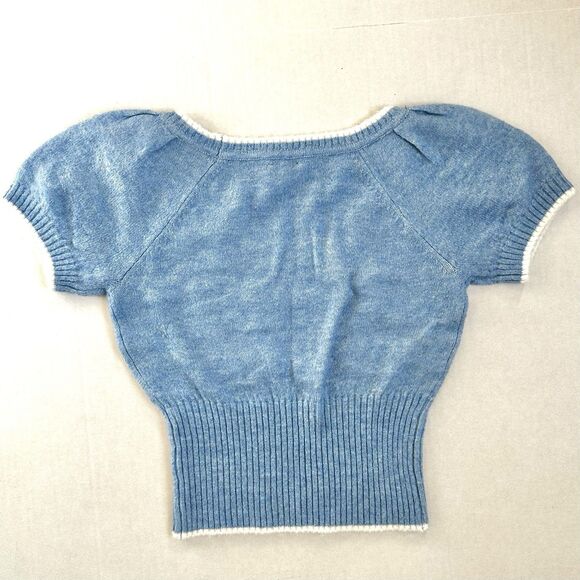 Kimchi Blue Angel Puff Sleeve Crop Top Sweater Women’s Size S Urban Outfitters - Picture 2 of 8